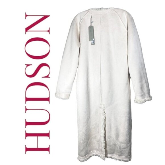 NWT HUDSON JEANS Reversible Shearling Teddy Longline Maxi Coat Natural Cream, Si - Picture 14 of 16